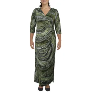 24seven Comfort Apparel Womens Plus Surplice Long Maxi Dress