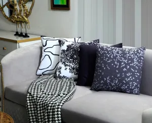 4 PCs Digital Printed Cotton Cushions-Black Art