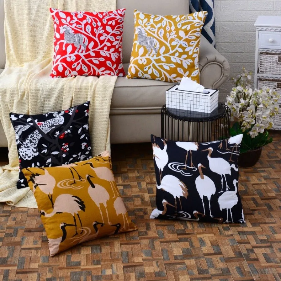 5 PCs White Ostrich Digital Printed Duck Cushions