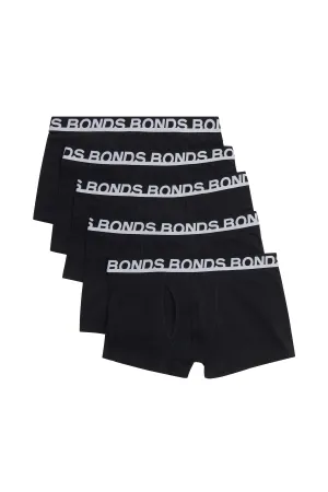 5 x Bonds Mens Everyday Trunks Underwear Black