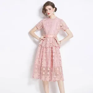 A- Line Crocheted Hollow Lace Dress