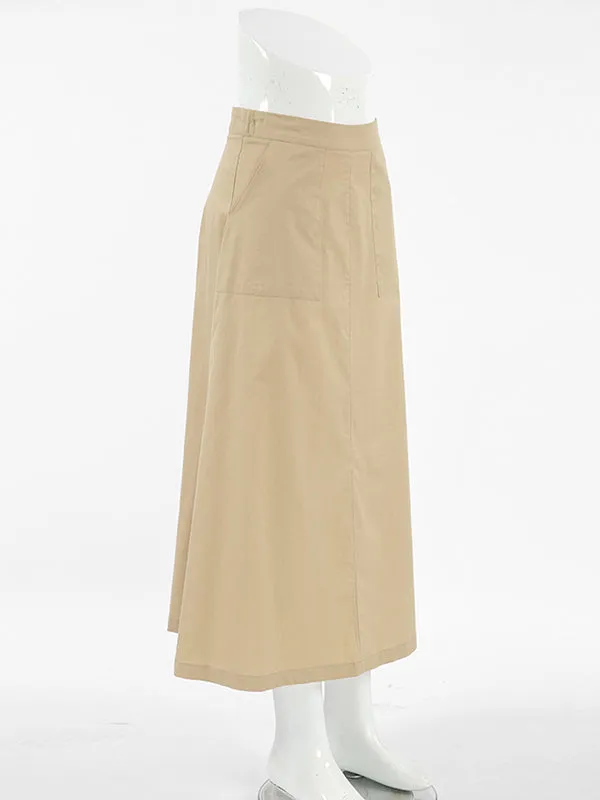 A-Line High Waisted Solid Color Split-Joint Skirts