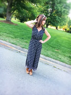 Always There For Me Navy Blue Floral Print Maxi