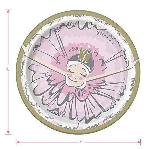 Ballerina Pink & Gold Paper Dessert Plates and 1st Birthday Lunch Napkins (Serves 16)