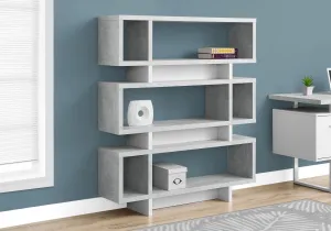 Bookcase - 55"H / White / Cement-Look Modern Style