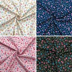 Butterfly Floral Rose & Hubble Cotton Poplin Fabric