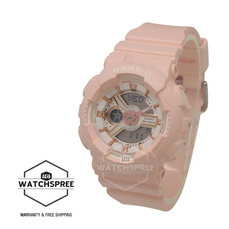 Casio Baby-G BA110 Series Rose Gold Metallic Pink Resin Band Watch BA110RG-4A BA-110RG-4A BA110XRG-4A BA-110XRG-4A