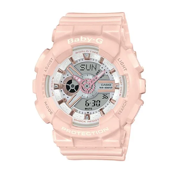 Casio Baby-G BA110 Series Rose Gold Metallic Pink Resin Band Watch BA110RG-4A BA-110RG-4A BA110XRG-4A BA-110XRG-4A