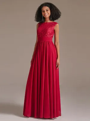 Classic Lace A Line Bridesmaid Maxi Dress