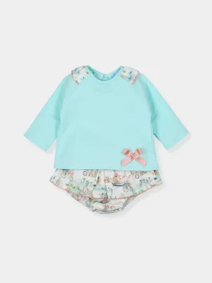 CLEARANCE SALE - Mac Ilusion - Baby Girls Mint Top with Matching Country Print Jam Pants