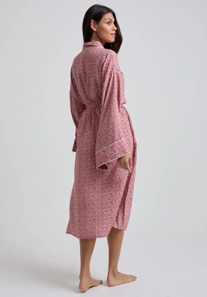 Corina Kimono Style Ditsy Floral Print Robe In Pink