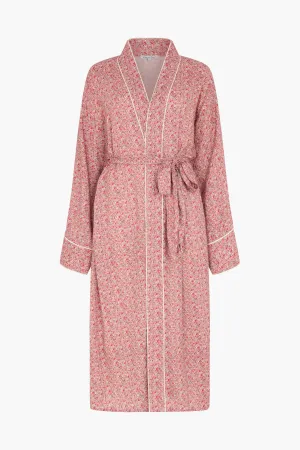 Corina Kimono Style Ditsy Floral Print Robe In Pink