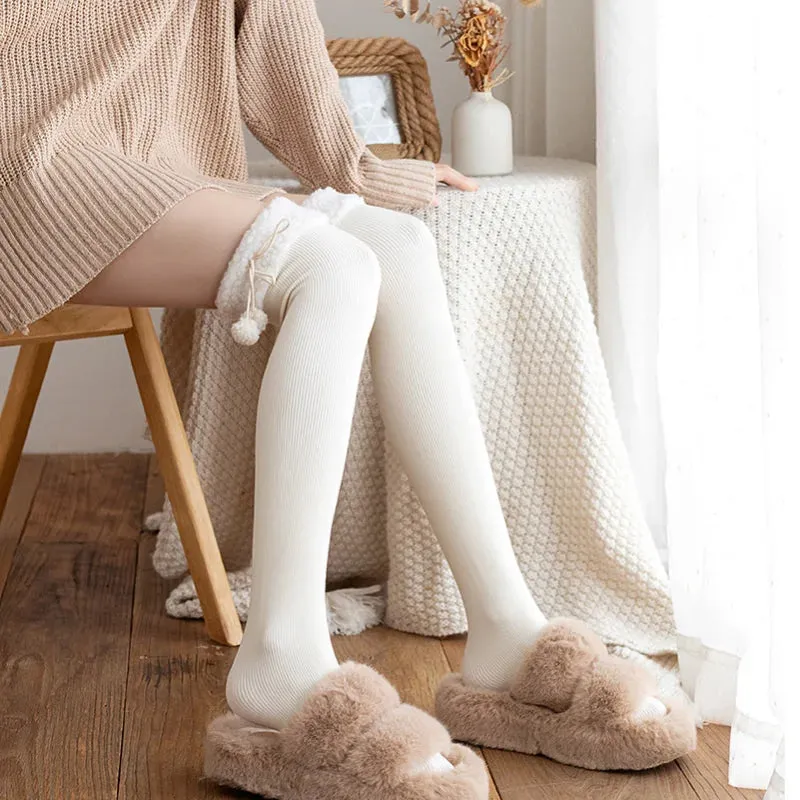 Cozy Wool Pompom Stockings