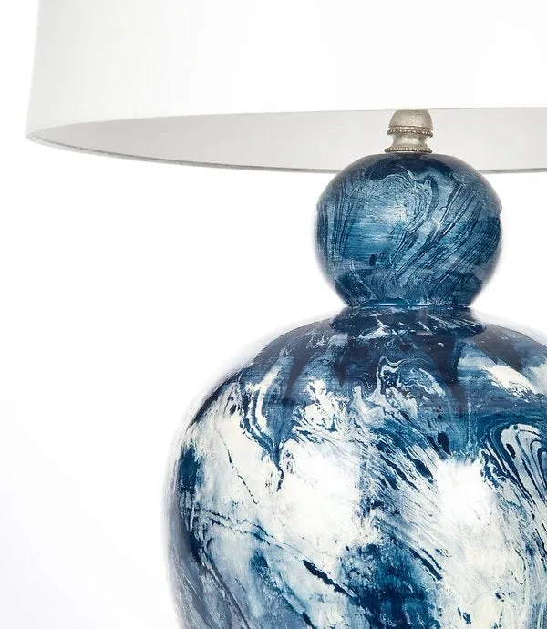 Deep Waters Marbled Italian Ceramic Table Lamp