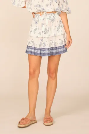 Denim Bandana Printed Ruffle Skirt