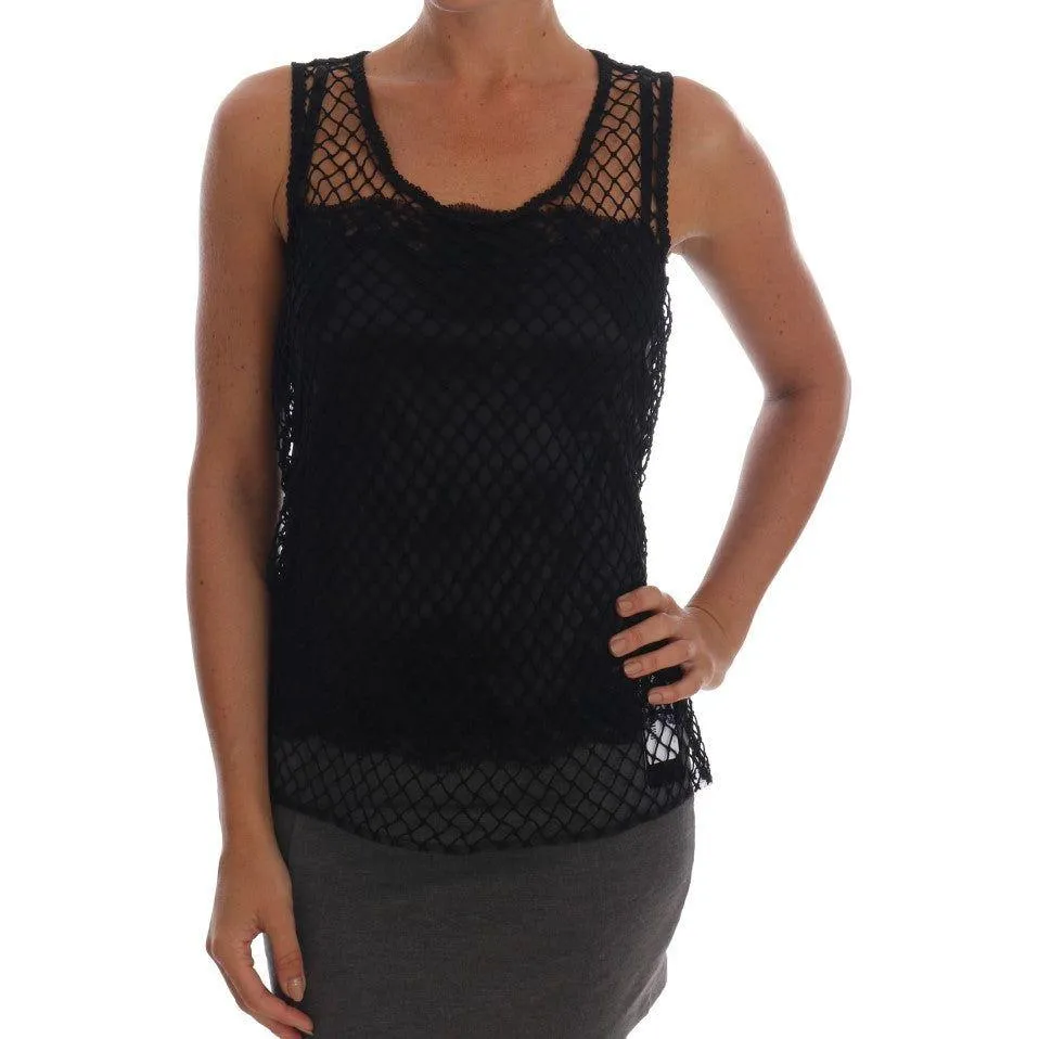 Dolce & Gabbana Elegant Black Lace Sleeveless Cami Blouse