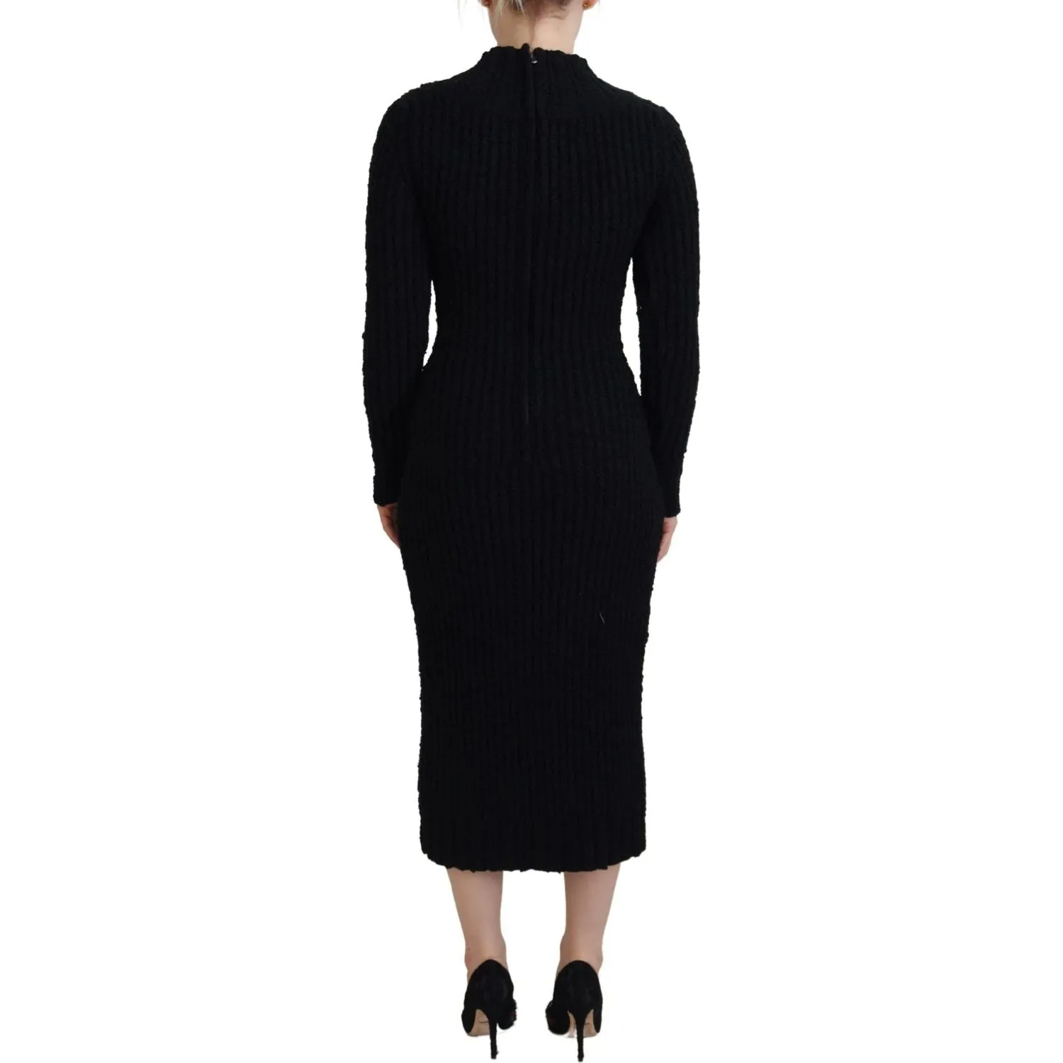 Dolce & Gabbana Elegant Black Wool Blend Sweater Dress