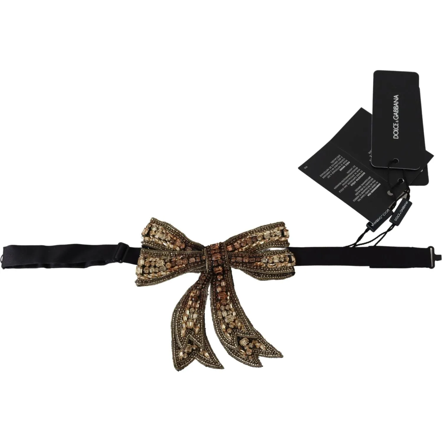 Dolce & Gabbana Elegant Gold Silk Embellished Bowtie