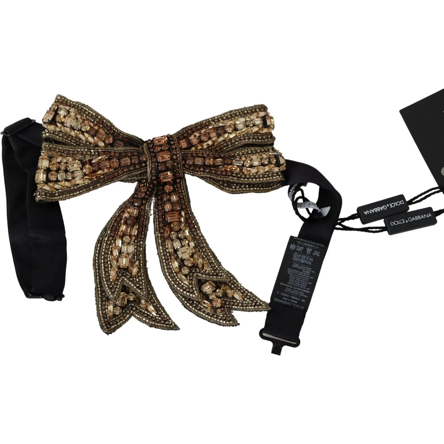 Dolce & Gabbana Elegant Gold Silk Embellished Bowtie