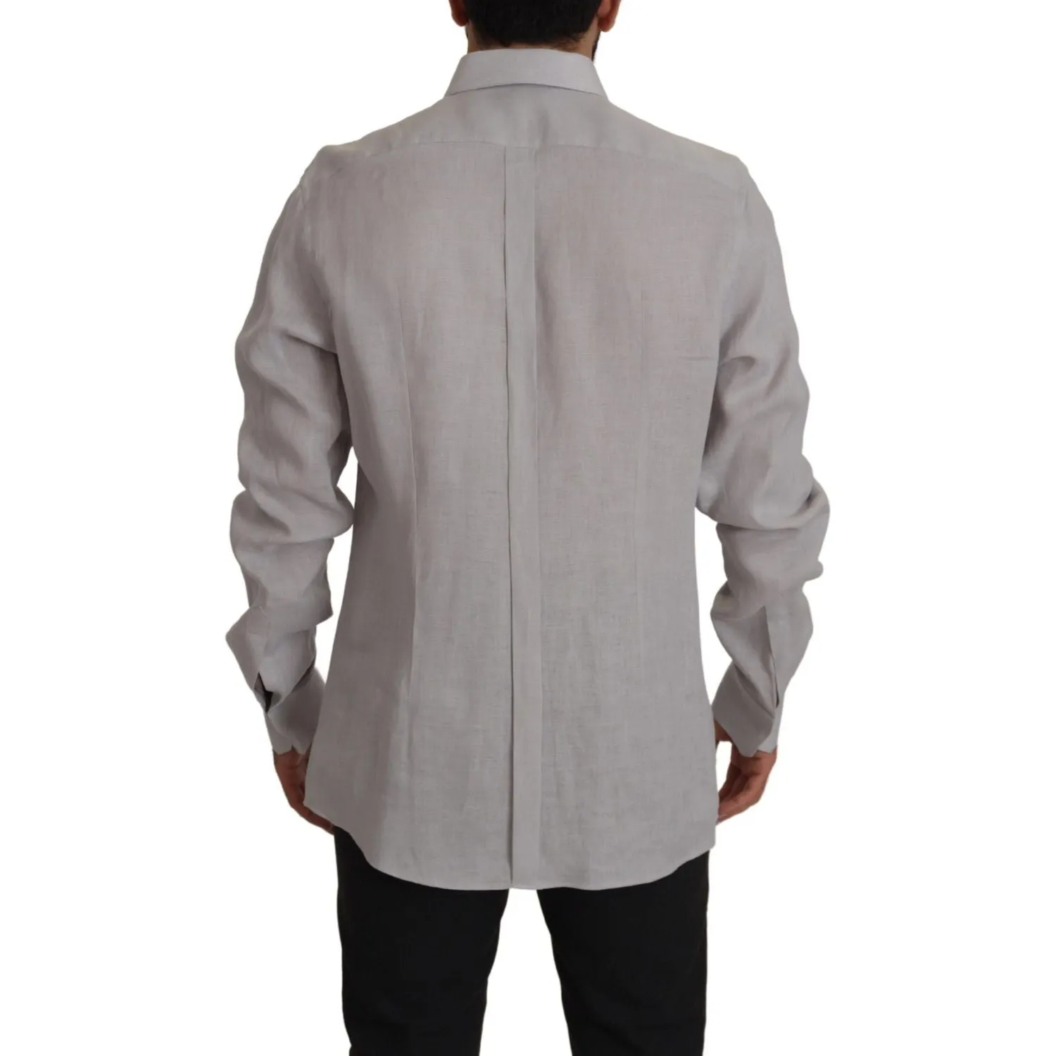 Dolce & Gabbana Elegant Grey Slim Fit Linen Shirt