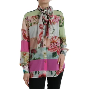 Dolce & Gabbana Elegant Multicolor Silk Blend Long Sleeve Top