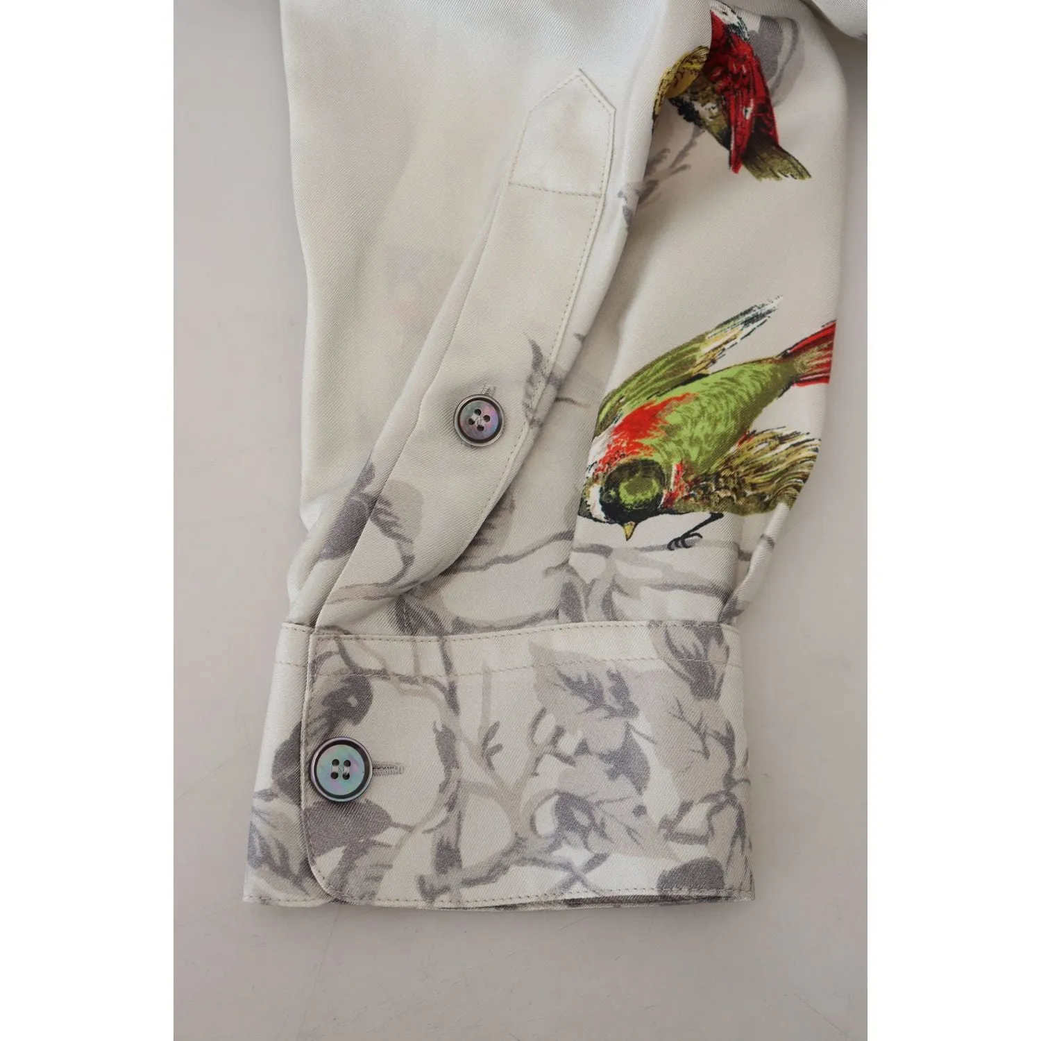 Dolce & Gabbana Elegant Silk Bird Print Casual Shirt