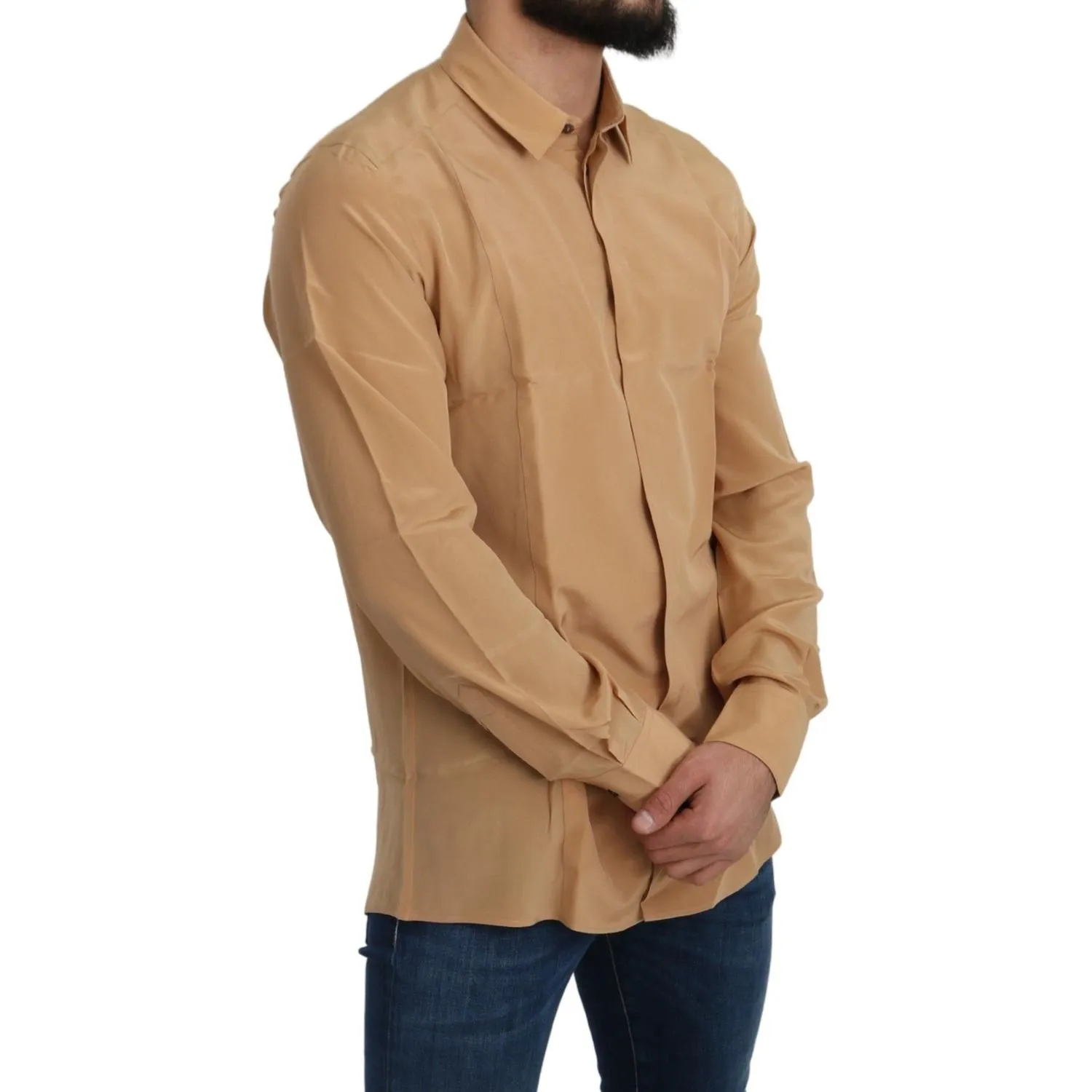 Dolce & Gabbana Elegant Yellow Silk Men's Formal Shirt