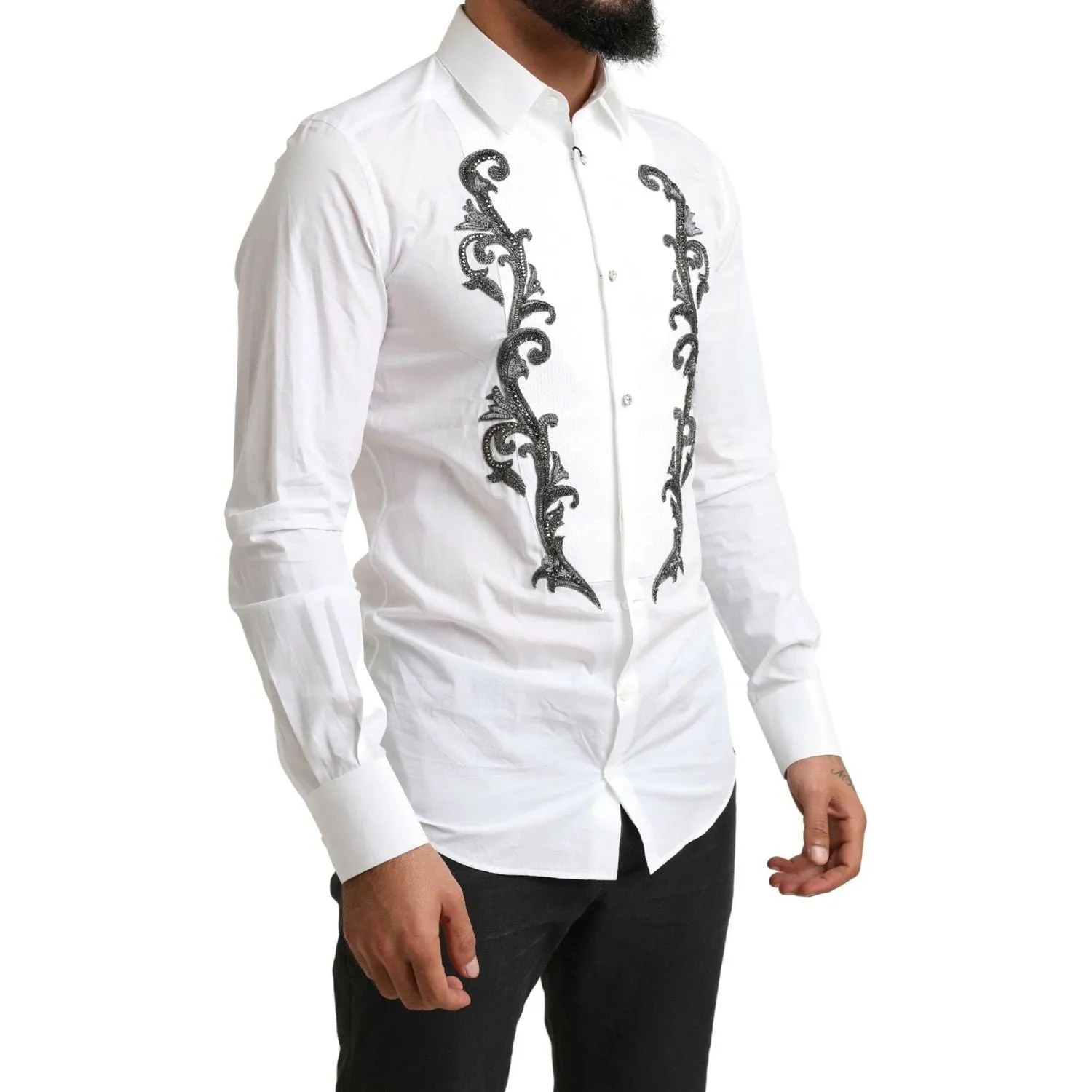 Dolce & Gabbana Italian Designer Slim Fit Tuxedo Shirt