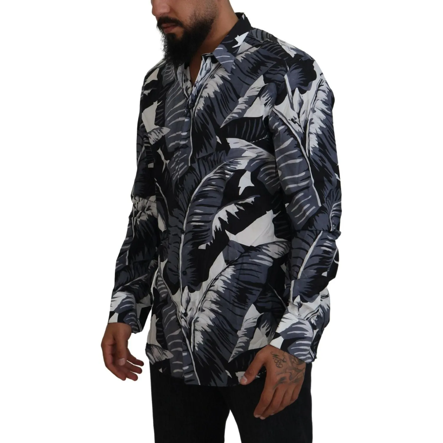 Dolce & Gabbana Multicolor Banana Leaf Print Casual Shirt