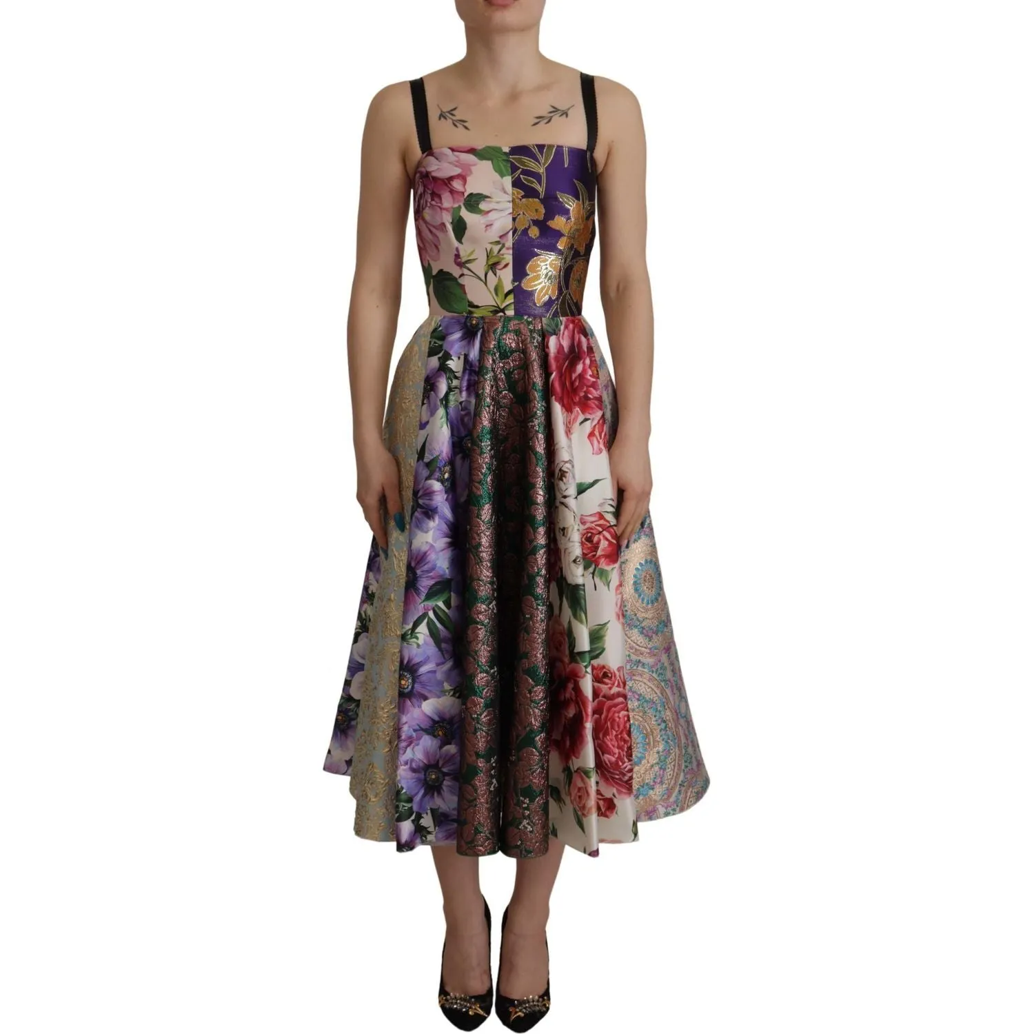 Dolce & Gabbana Patchwork Elegance Silk Blend Dress