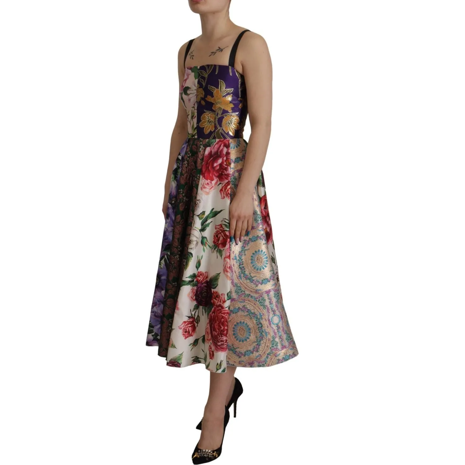 Dolce & Gabbana Patchwork Elegance Silk Blend Dress