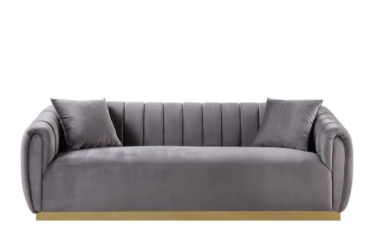 Elchanon - Sofa - Gray Velvet & Gold Finish