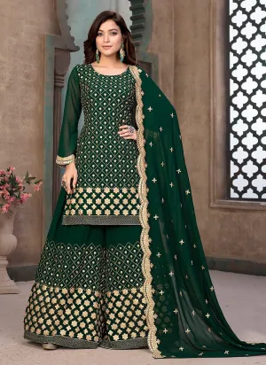 Exquisite Green Gota Patti Embroidered Sharara Suit