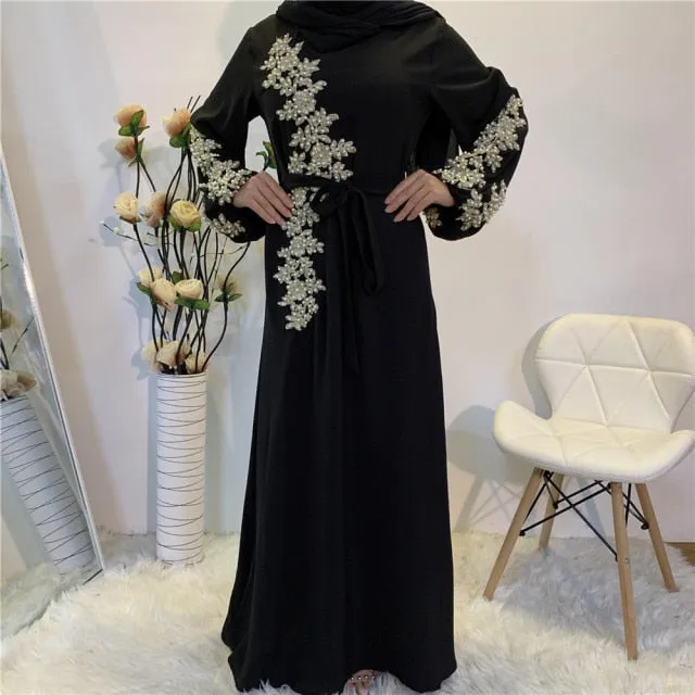 Floral Embroided Beaded Abaya