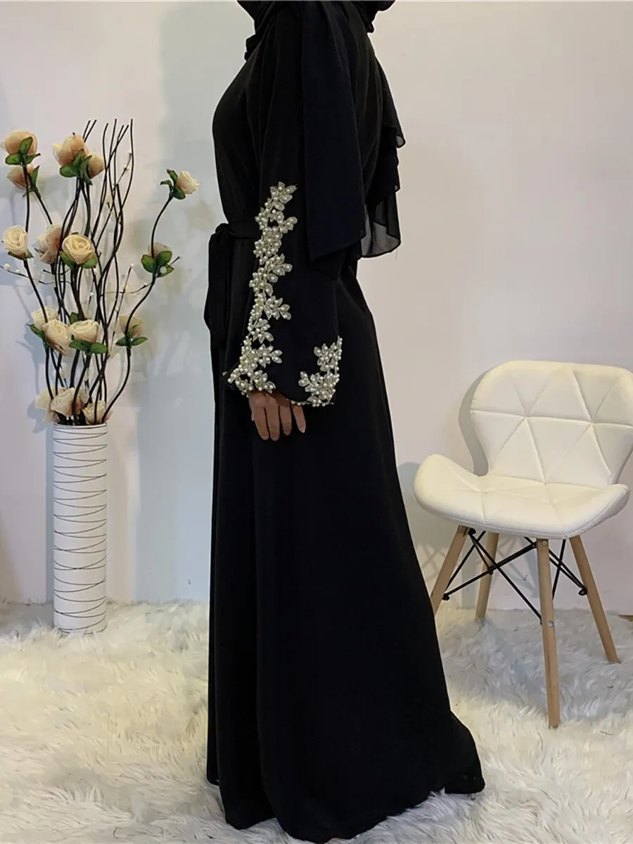 Floral Embroided Beaded Abaya