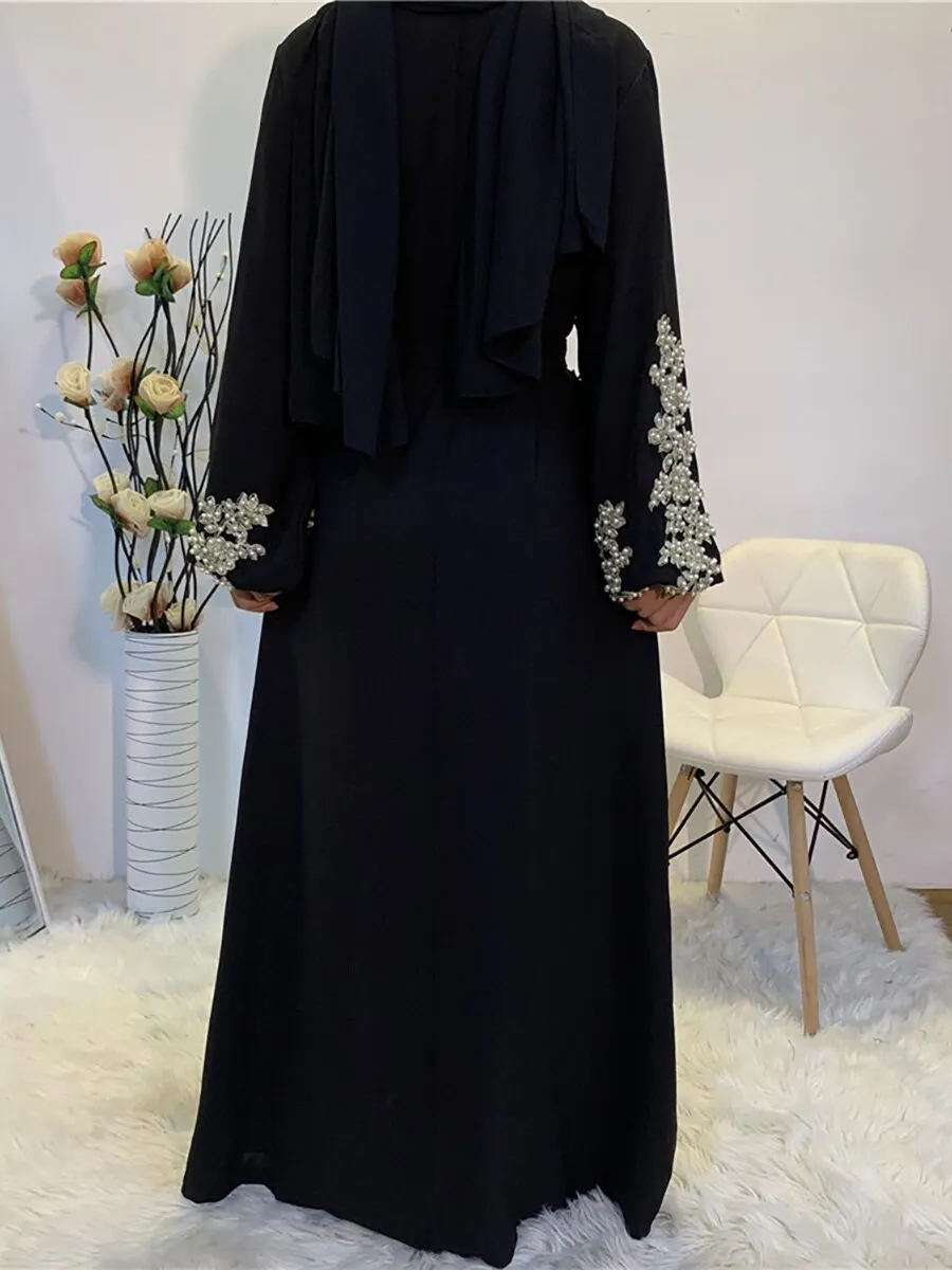 Floral Embroided Beaded Abaya