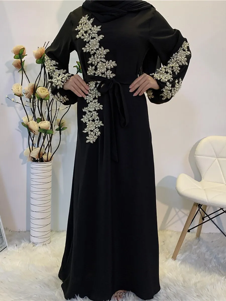 Floral Embroided Beaded Abaya