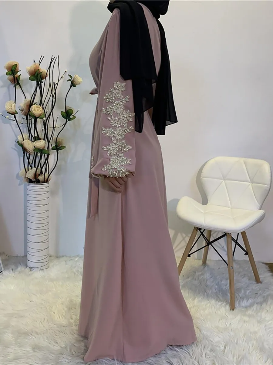 Floral Embroided Beaded Abaya