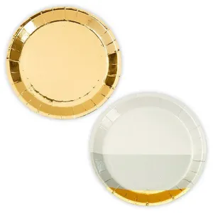 Gold Foil and Grey Assorted Appetizer Party Plates (Pack of 8)