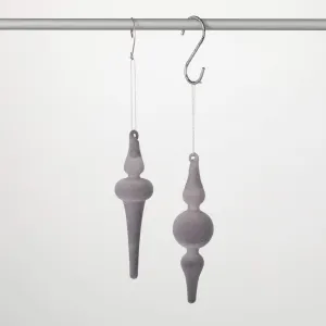 Gray Velvet Finial Ornaments