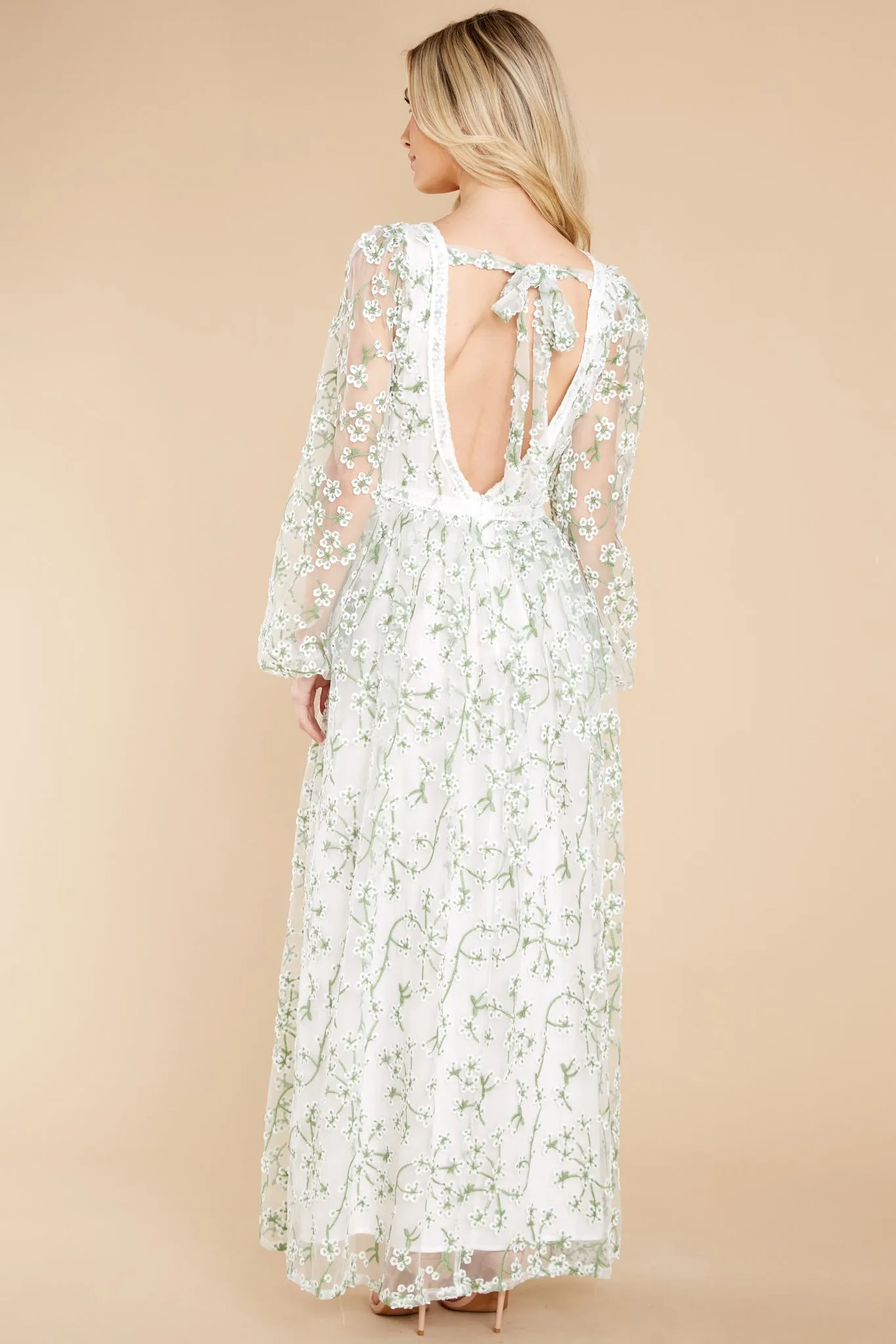 Heavenly Sights Ivory Floral Embroidered Maxi Dress