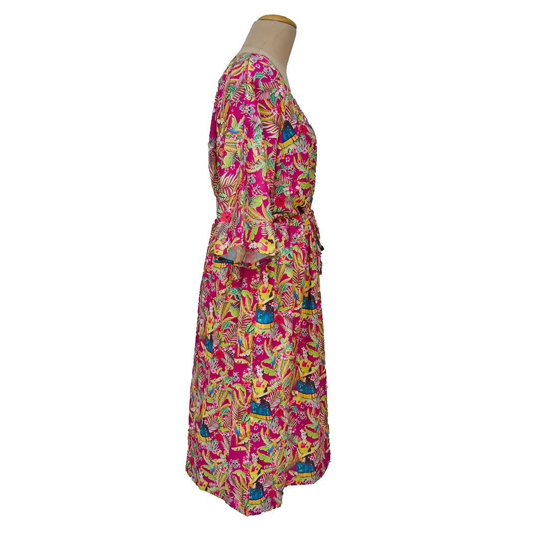 Hot Pink Digital Artwork Crepe Maxi Dress UK Size 18-32 M77