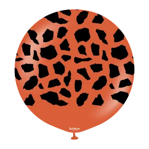 Kalisan 24" Safari Giraffe Printed Rust Orange (Black) Latex Balloon, 1 piece