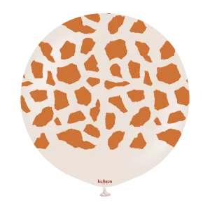 Kalisan 24" Safari Giraffe Printed White Sand (Caramel) Latex Balloon, 1 piece