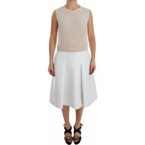 Koonhor Elegant White Silk-Wool Blend Tank Dress