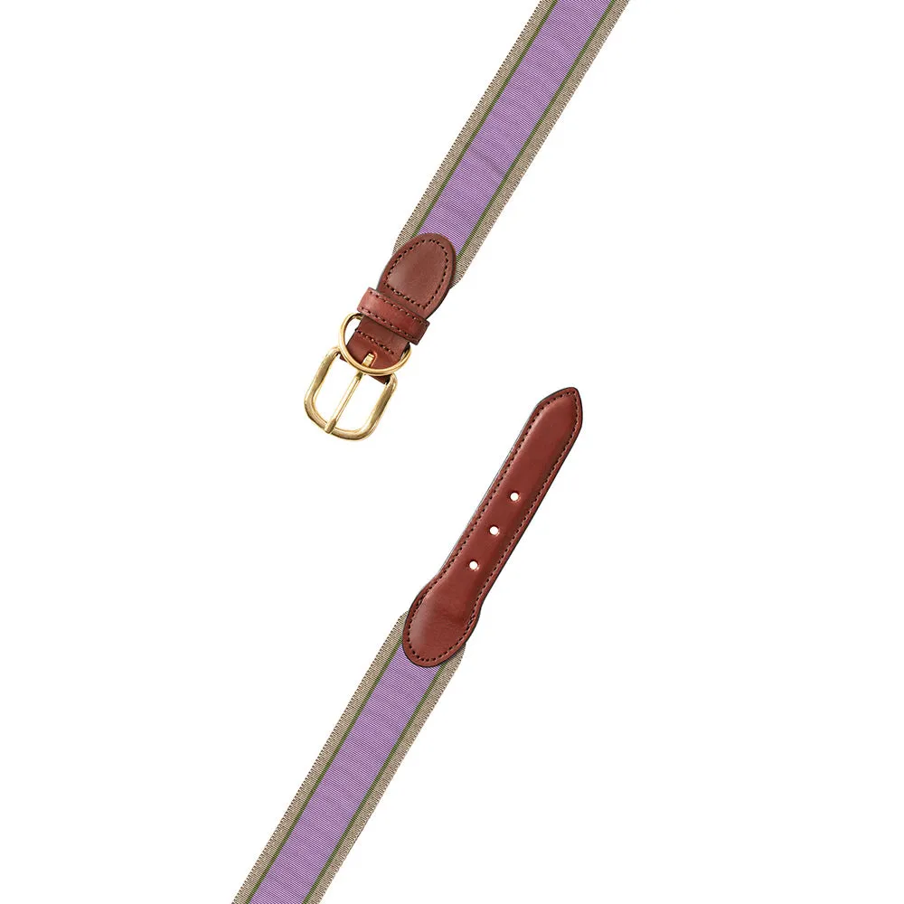 Lavender, Olive & Tan Grosgrain Ribbon Dog Collar