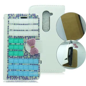 LG LEON/TRIBUTE 2/C40 FULL BABY BLUE 3D BLING WALLET CASE