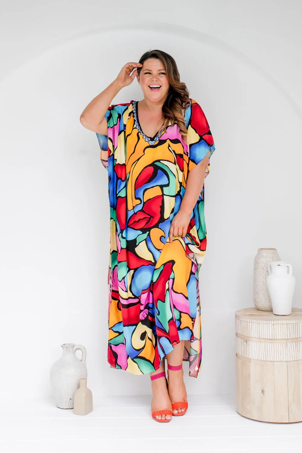 Long Plus Size Kaftan Dress - Art Lover