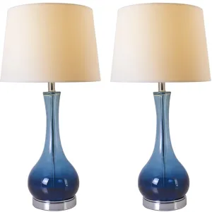 Melati Blue Ombre Glass Table Lamp 28" - Blue/White (Set of 2)