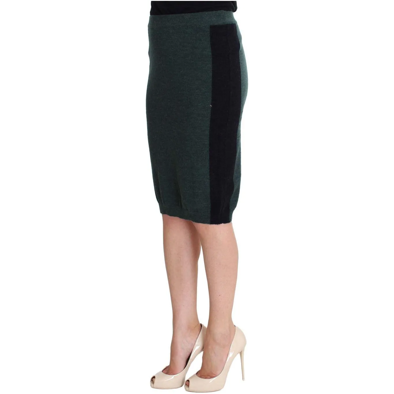 MILA SCHÖN Emerald Elegance Wool-Blend Pencil Skirt